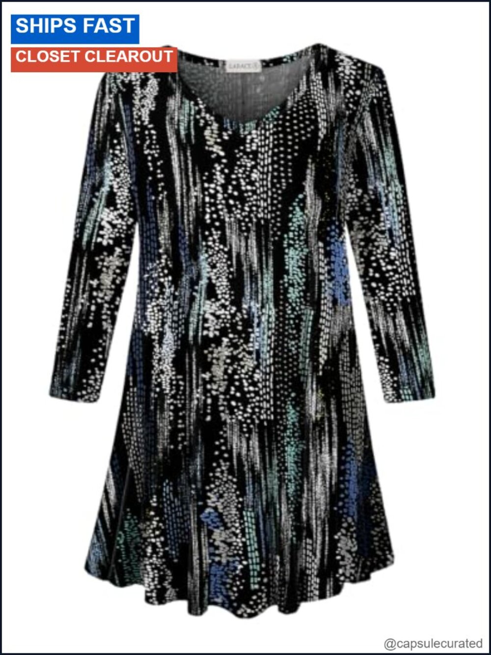 Plus Size 3/4 Sleeve V-Neck Tunic Top Women Rayon Spandex Floral Blouse